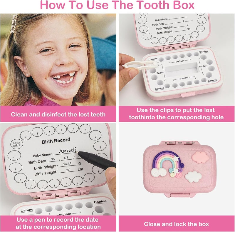 iweener Tooth Saver Tooth Container for,Baby Teeth Keepsake Box,Tooth Holders for Kids Keepsake,Tooth Saver Tooth Container for,preservingchildren's tooth childhood memories (Straw pink - Image 4